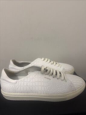 Axel Arigato White Croc-Embossed Low-Top Sneakers